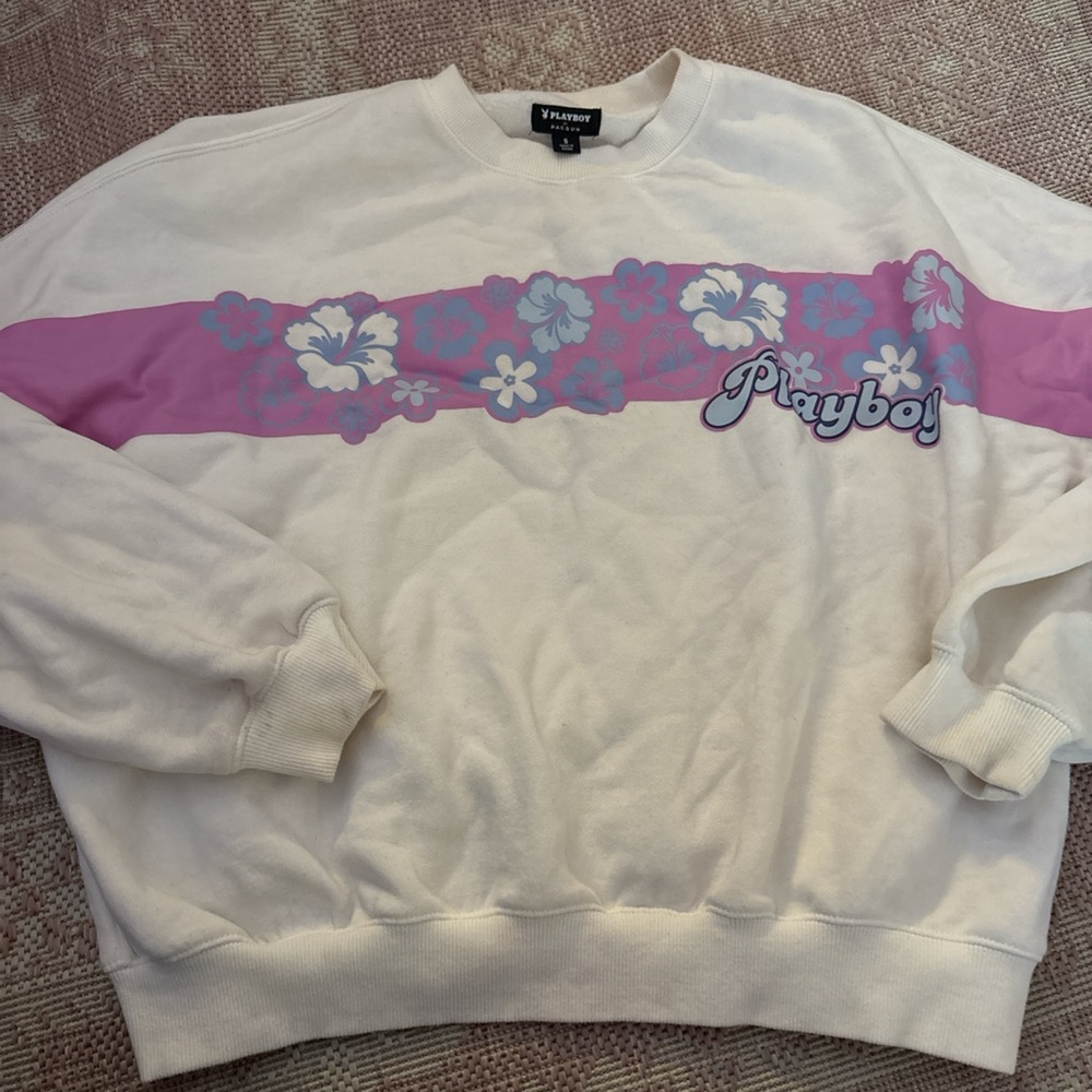 Playboy Cream and Pink Sweatshirt